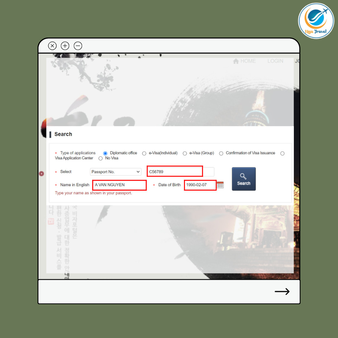 Điền thông tin tra cứu