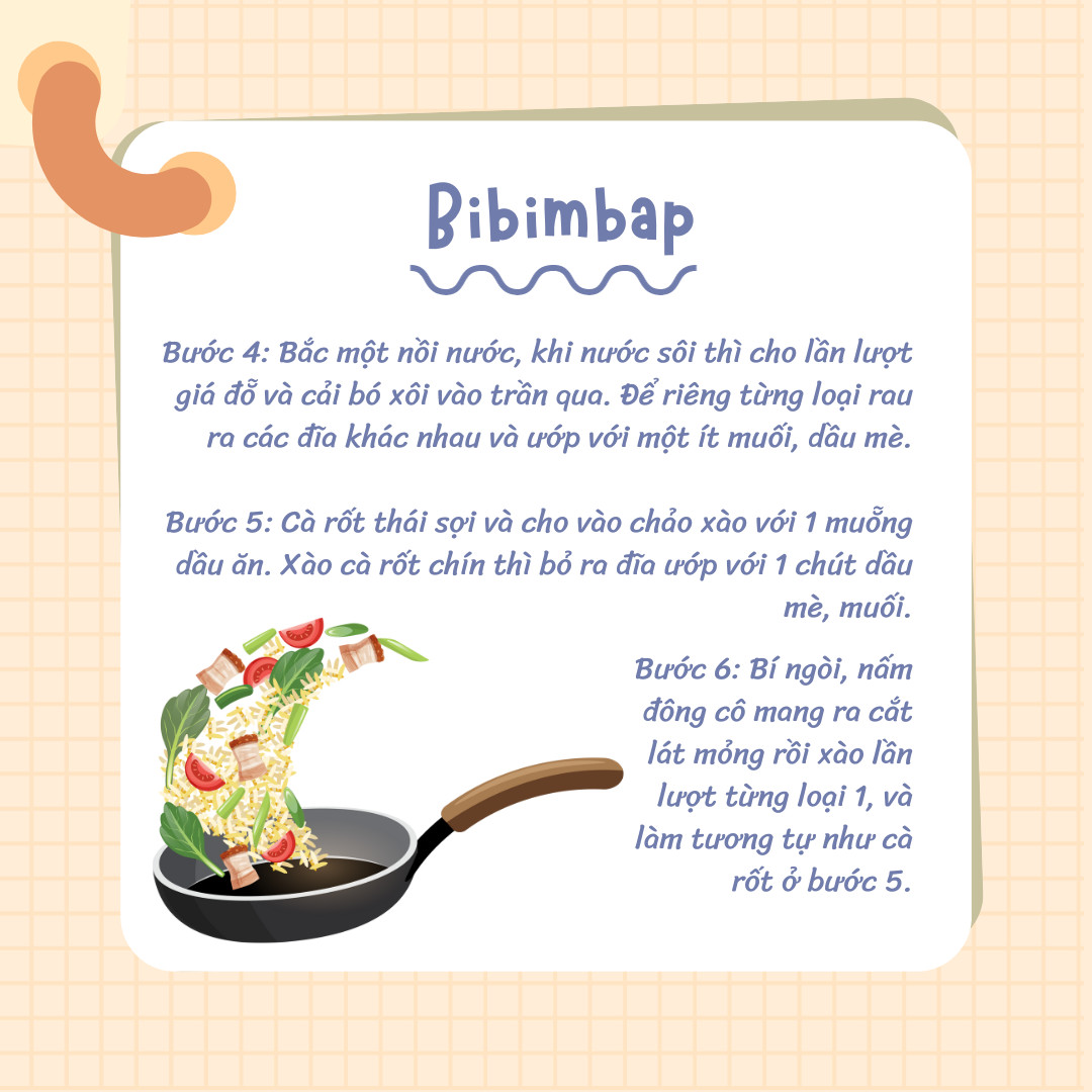 Rau củ xào cho món Bibimbap